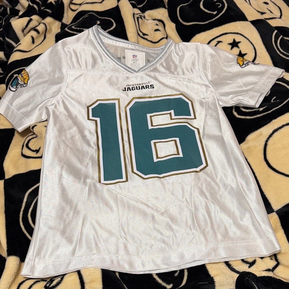 Girls White and Teal Jaguars Shirt
